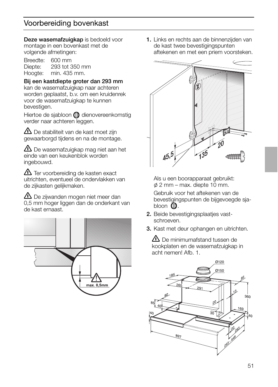 Voorbereiding bovenkast | Neff D4972X0 User Manual | Page 51 / 96