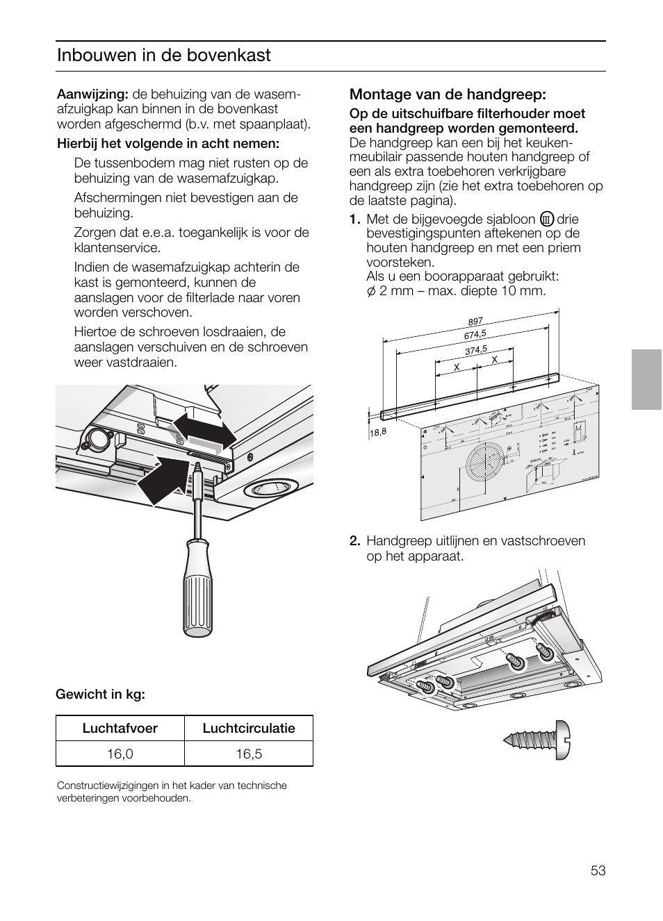 Inbouwen in de bovenkast | Neff D4972X0 User Manual | Page 53 / 96