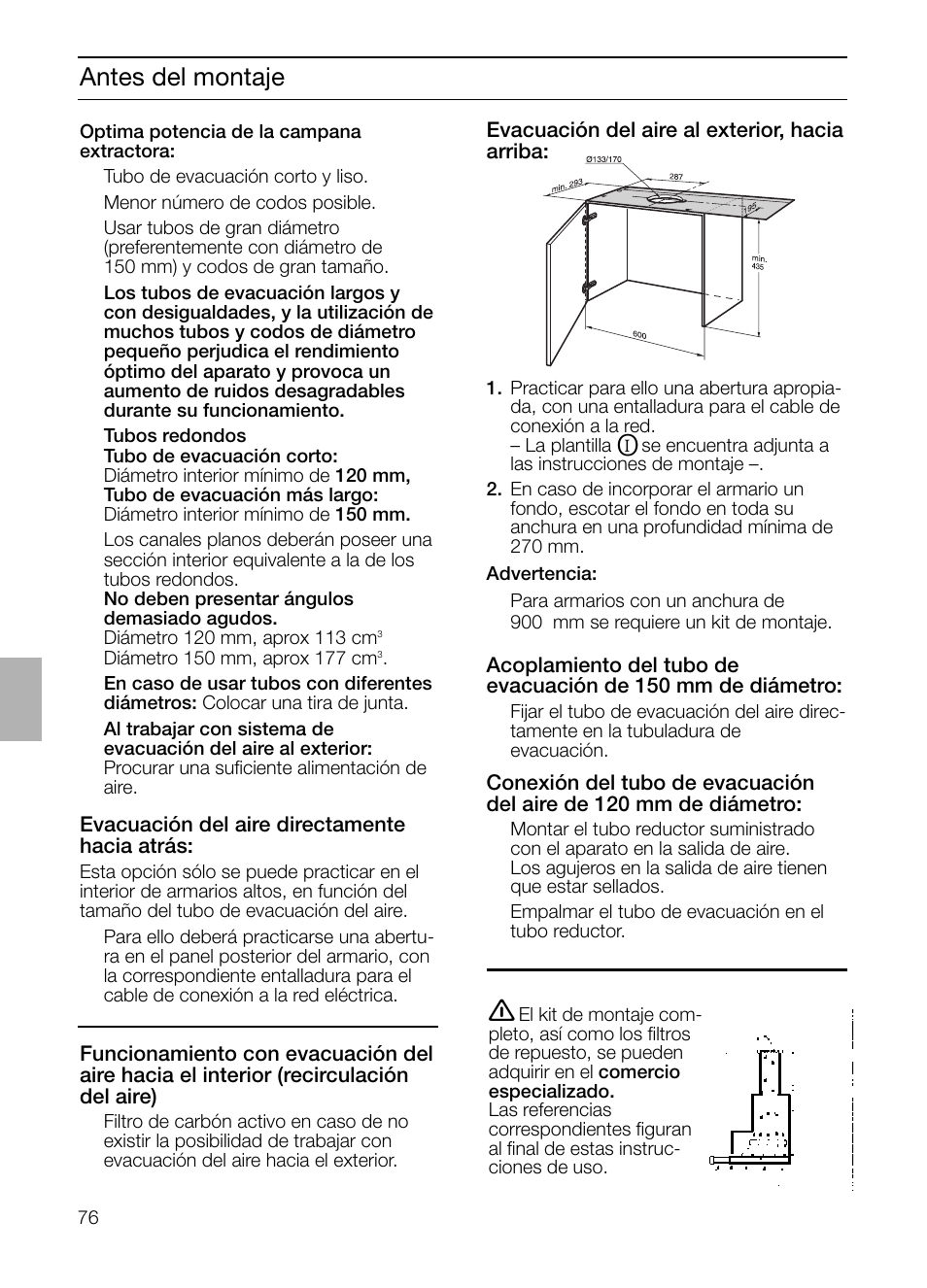 Antes del montaje | Neff D4972X0 User Manual | Page 76 / 96