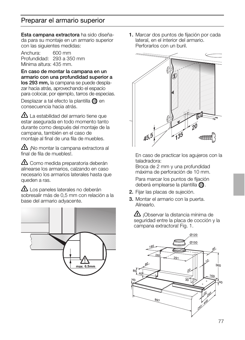 Preparar el armario superior | Neff D4972X0 User Manual | Page 77 / 96