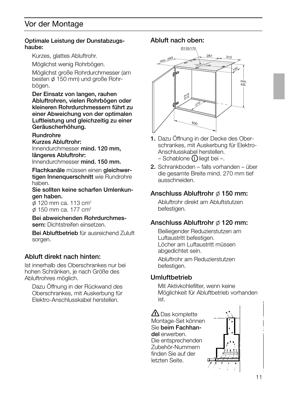 Vor der montage | Neff D4672X0 User Manual | Page 11 / 100