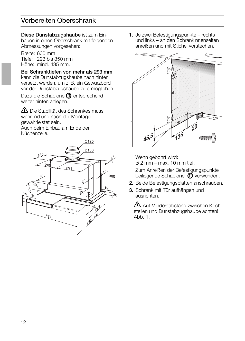 Vorbereiten oberschrank | Neff D4672X0 User Manual | Page 12 / 100