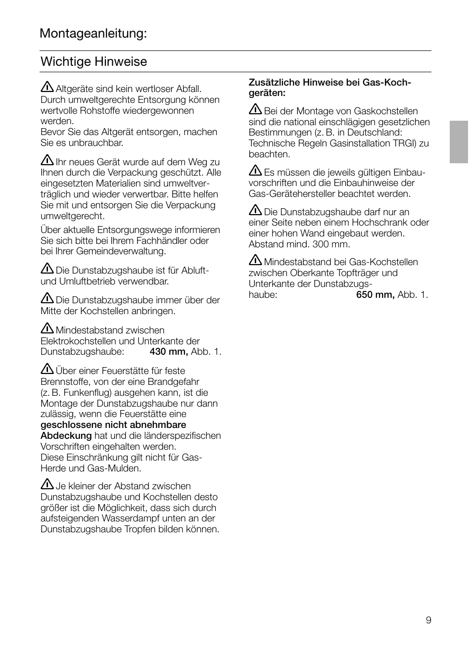 Montageanleitung: wichtige hinweise | Neff D4672X0 User Manual | Page 9 / 100