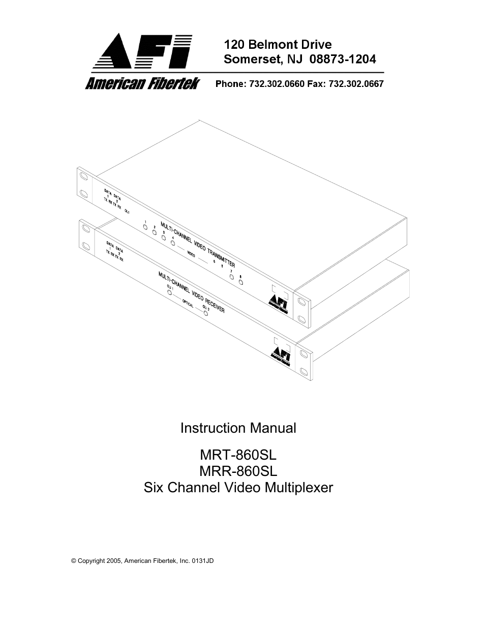 American Fibertek MRR-860SL User Manual | 8 pages