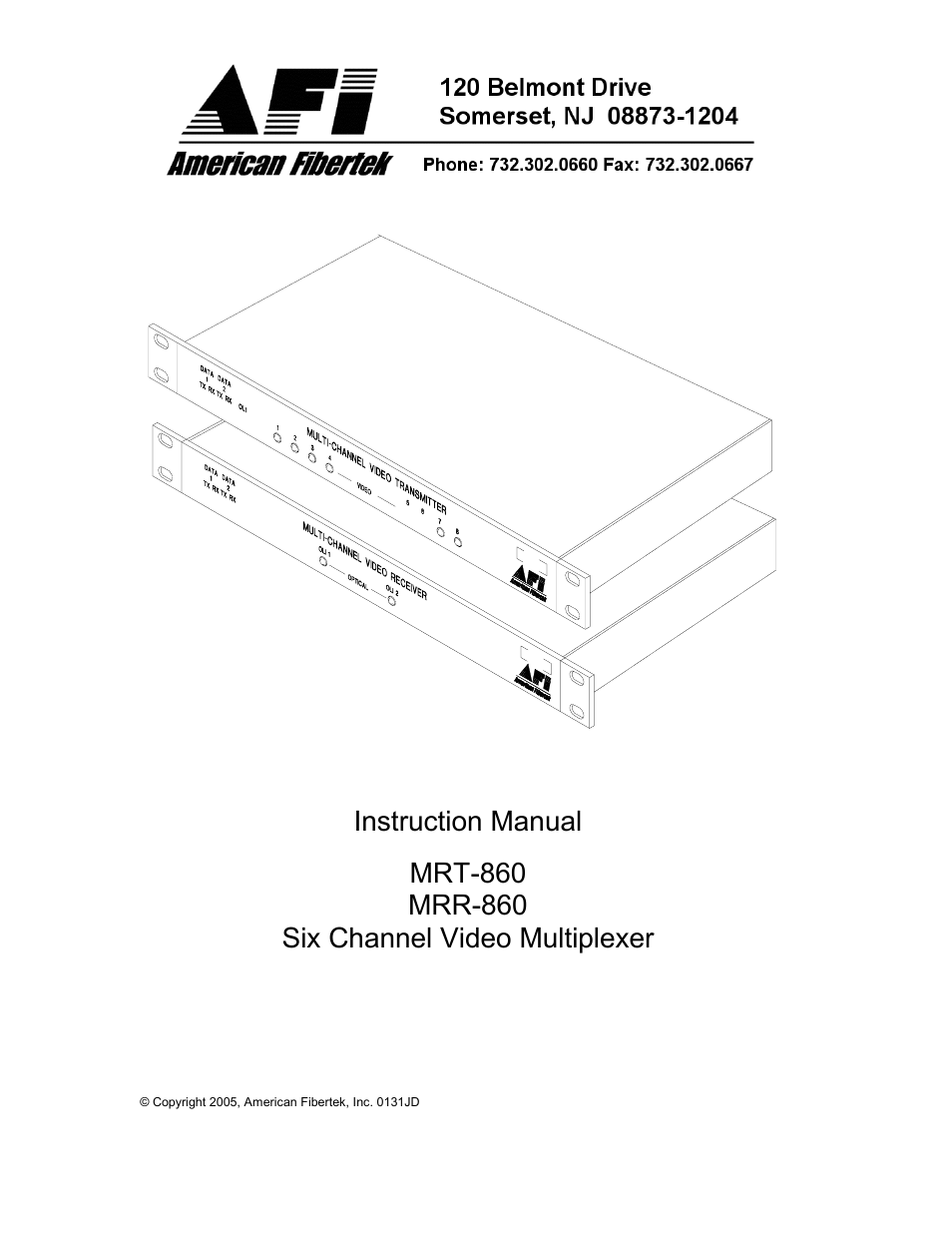 American Fibertek MRR-860 User Manual | 8 pages