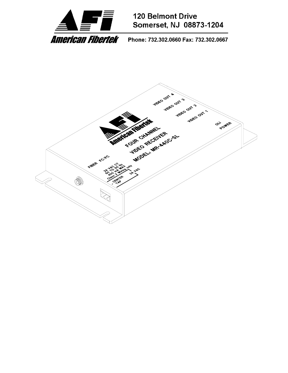 American Fibertek MR-440C-SL User Manual | 4 pages