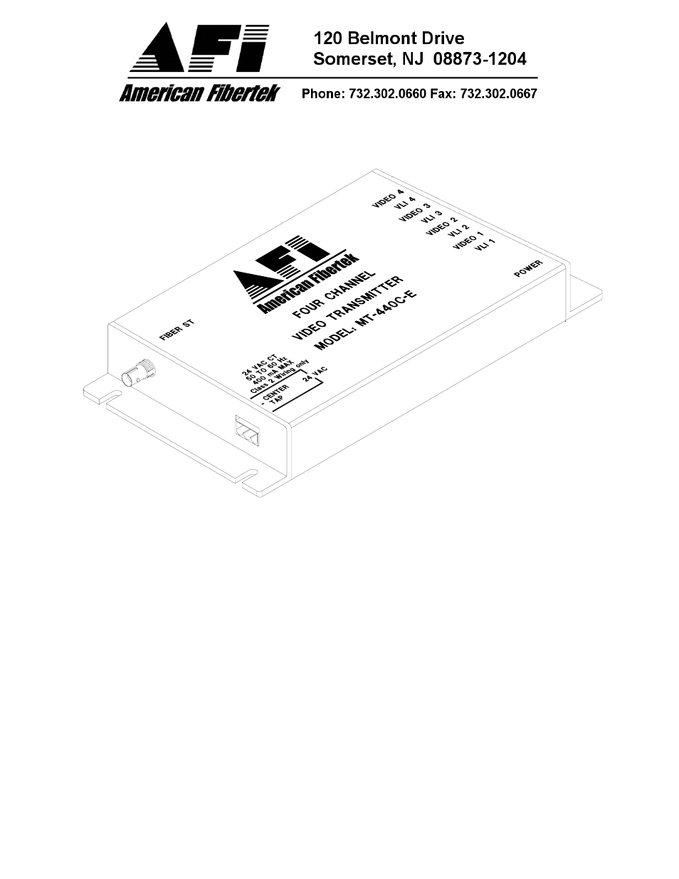 American Fibertek MT-440C-E User Manual | 4 pages