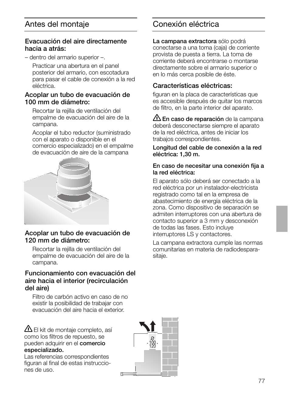 Antes del montaje, Conexión eléctrica | Neff D4654X0 User Manual | Page 77 / 96