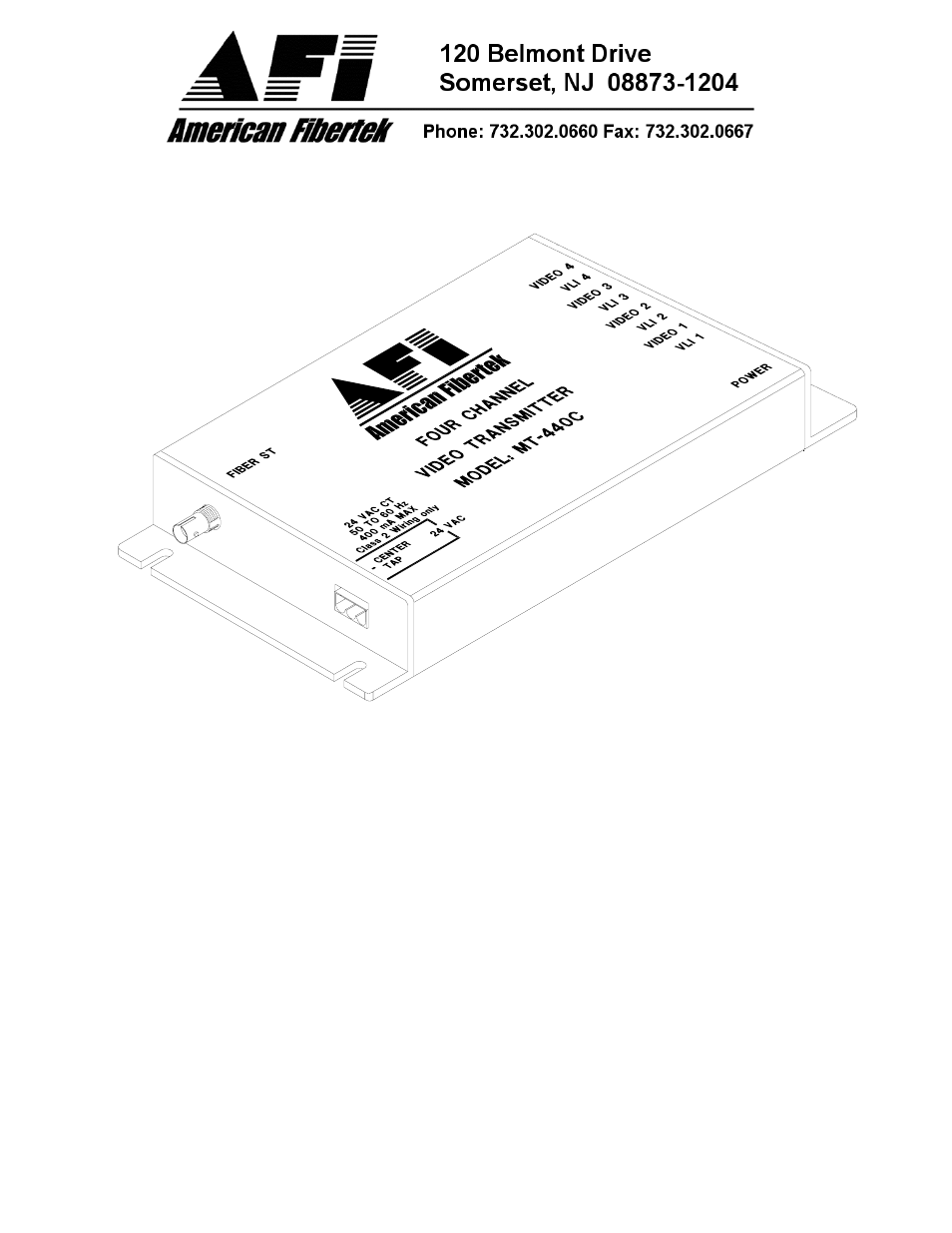 American Fibertek MT-440C User Manual | 4 pages