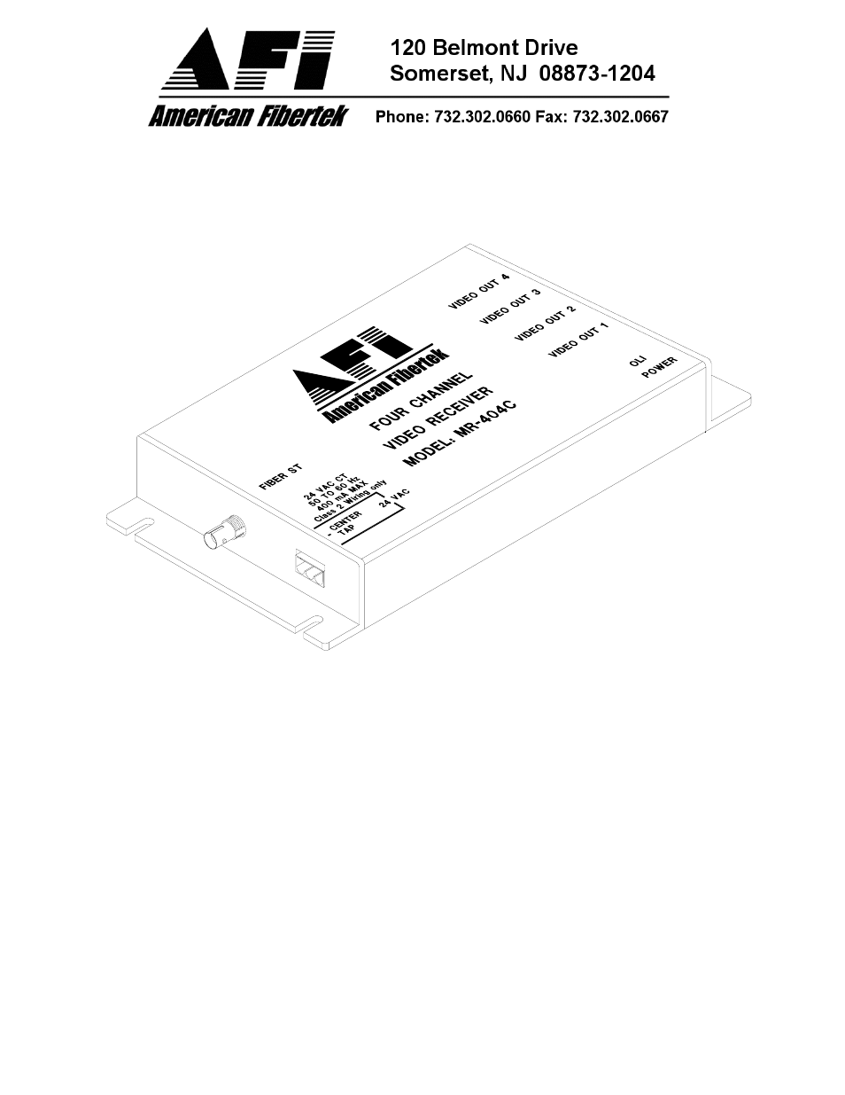 American Fibertek MR-404C User Manual | 4 pages