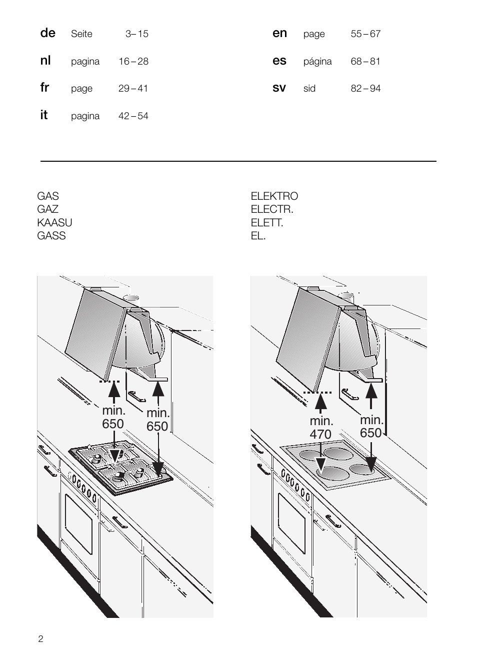 Min. 650 | Neff D2664X0 User Manual | Page 2 / 96