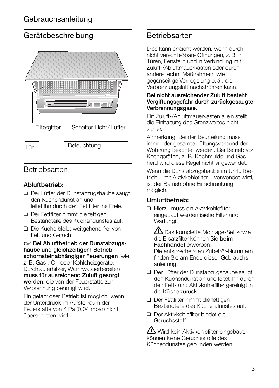 Betriebsarten | Neff D2664X0 User Manual | Page 3 / 96