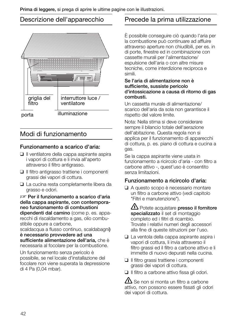 Modi di funzionamento | Neff D2664X0 User Manual | Page 42 / 96