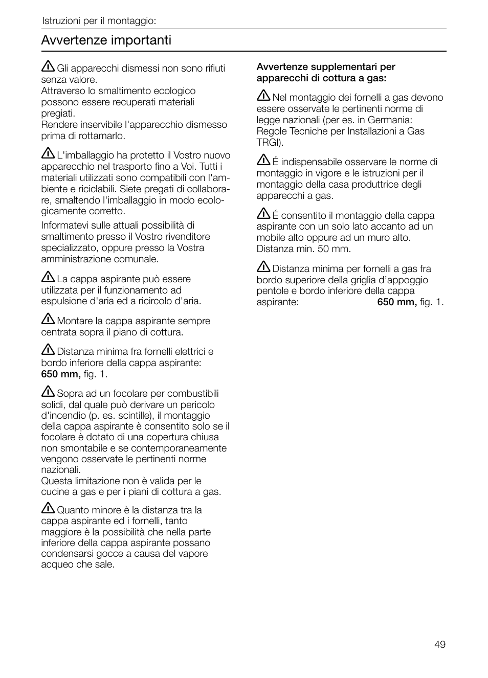 Avvertenze importanti | Neff D2664X0 User Manual | Page 49 / 96