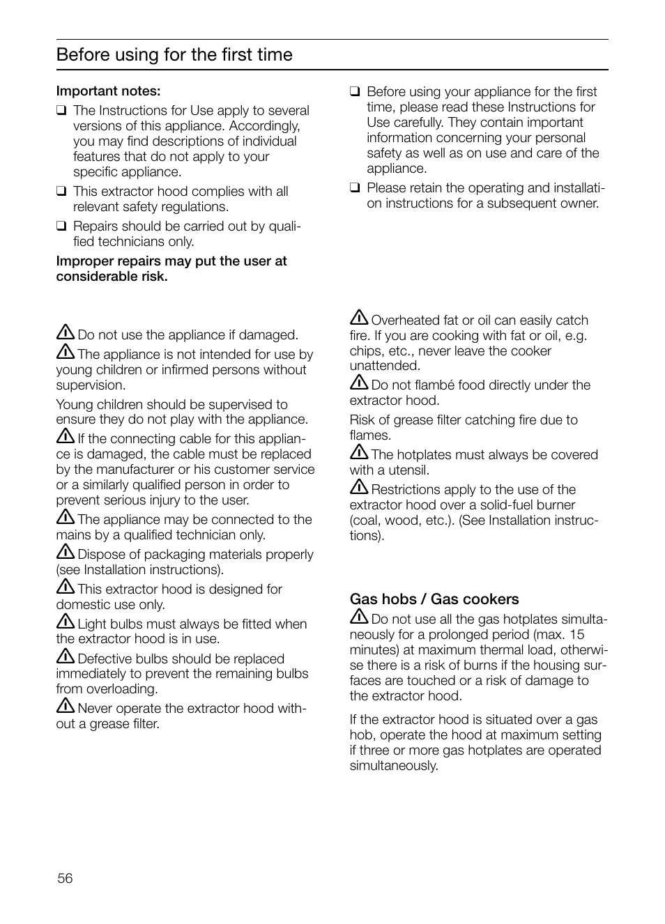 Before using for the first time | Neff D2664X0 User Manual | Page 56 / 96