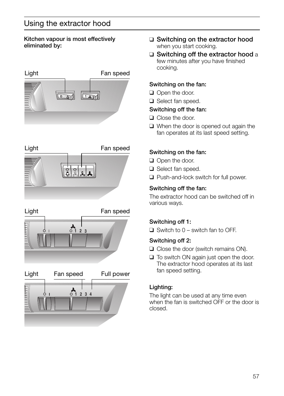 Using the extractor hood | Neff D2664X0 User Manual | Page 57 / 96