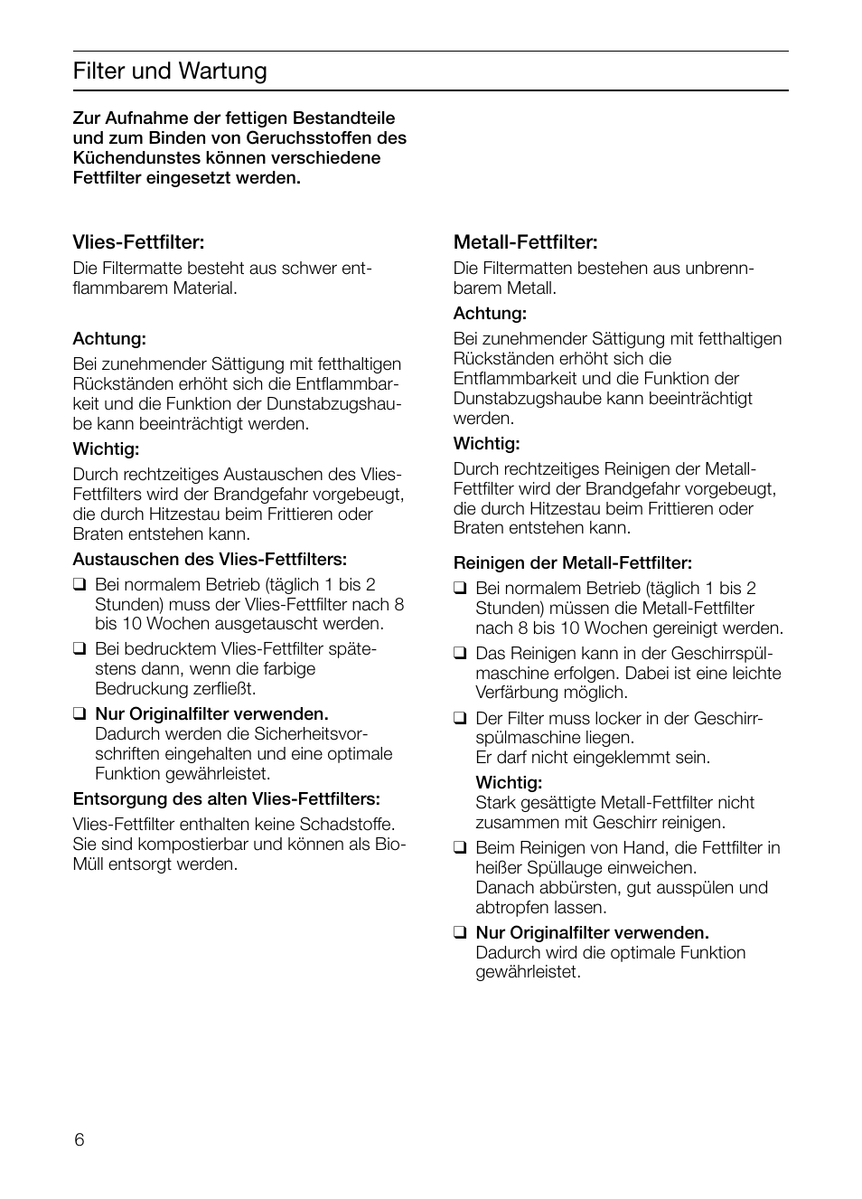 Filter und wartung | Neff D2664X0 User Manual | Page 6 / 96