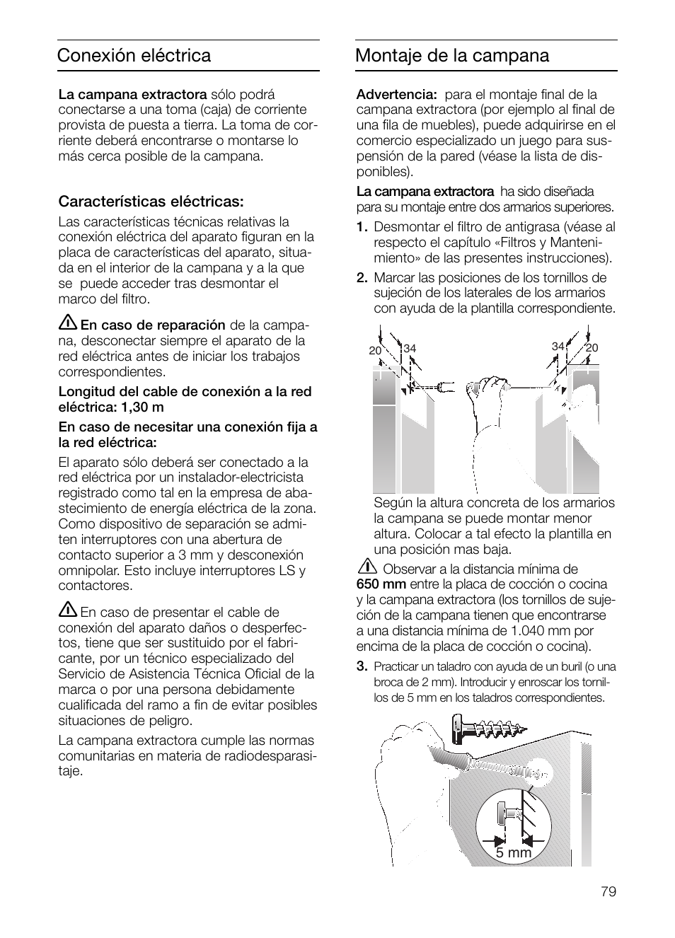 Conexión eléctrica montaje de la campana | Neff D2664X0 User Manual | Page 79 / 96