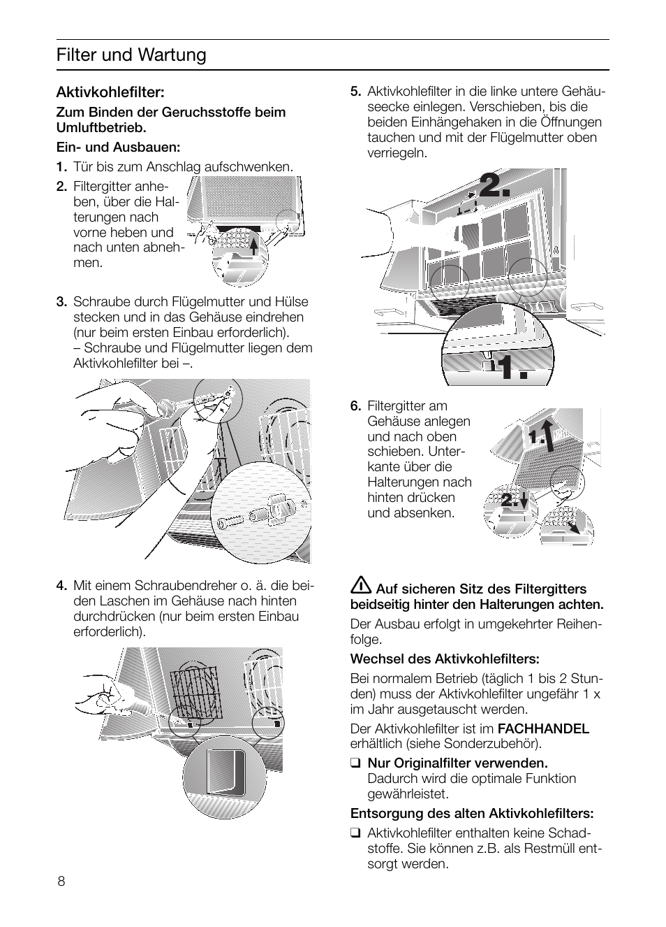 Filter und wartung | Neff D2664X0 User Manual | Page 8 / 96