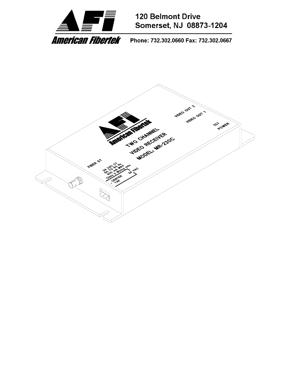 American Fibertek MR-220C User Manual | 4 pages