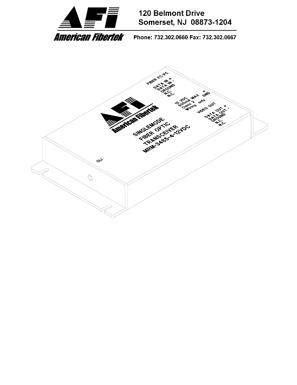 American Fibertek MRM-3485-4-12VDC User Manual | 4 pages