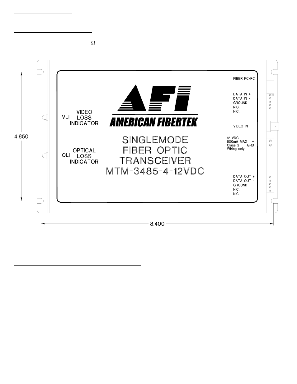 American Fibertek MTM-3485-4-12VDC User Manual | Page 3 / 4