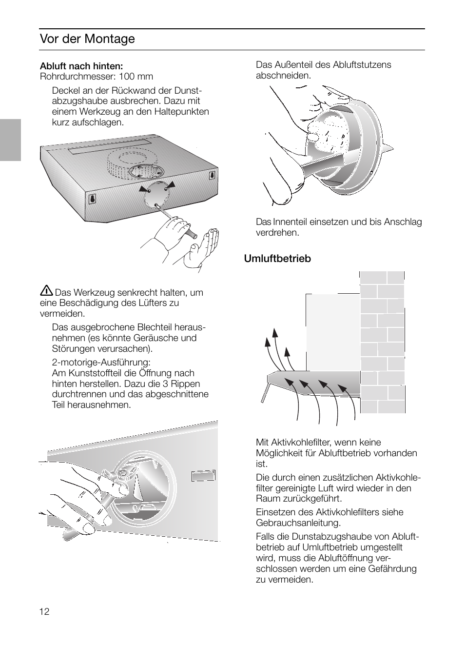 Vor der montage | Neff D1654W0 User Manual | Page 12 / 84