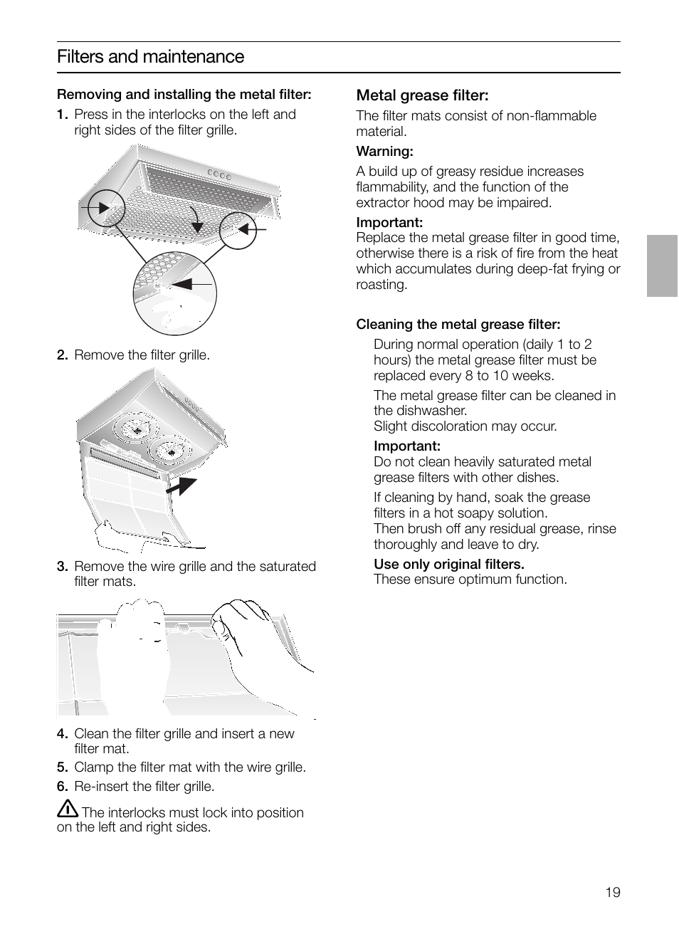 Filters and maintenance | Neff D1654W0 User Manual | Page 19 / 84