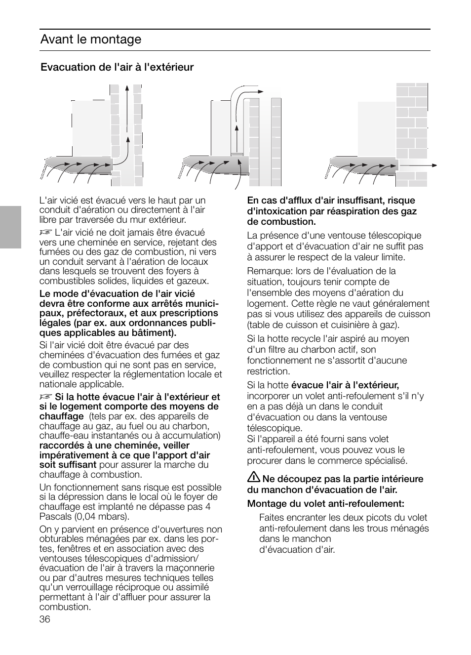 Avant le montage | Neff D1654W0 User Manual | Page 36 / 84