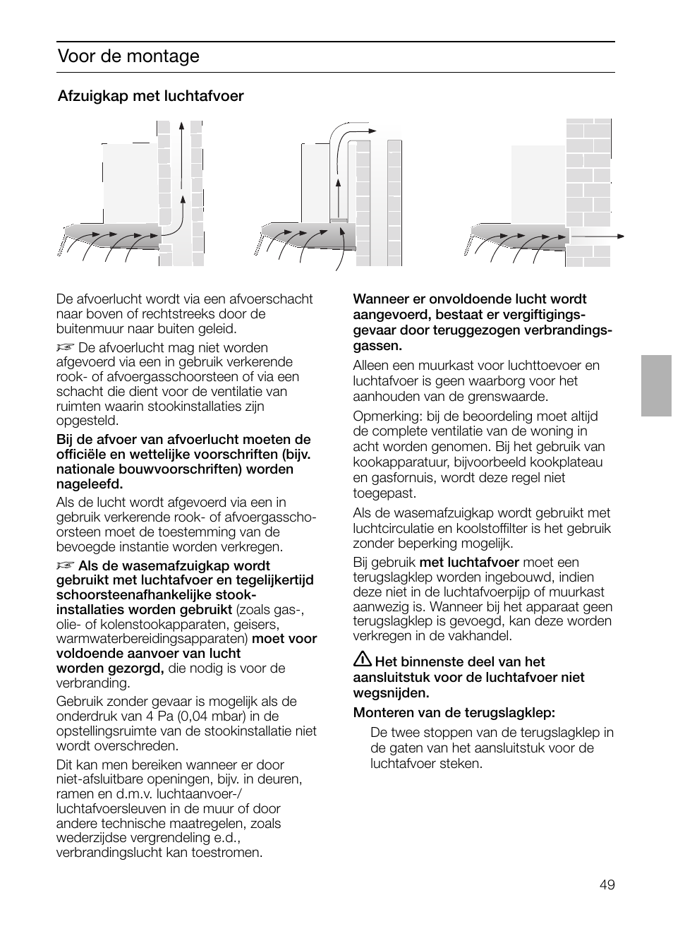 Voor de montage | Neff D1654W0 User Manual | Page 49 / 84