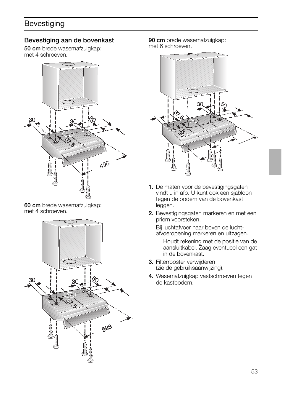 Bevestiging | Neff D1654W0 User Manual | Page 53 / 84