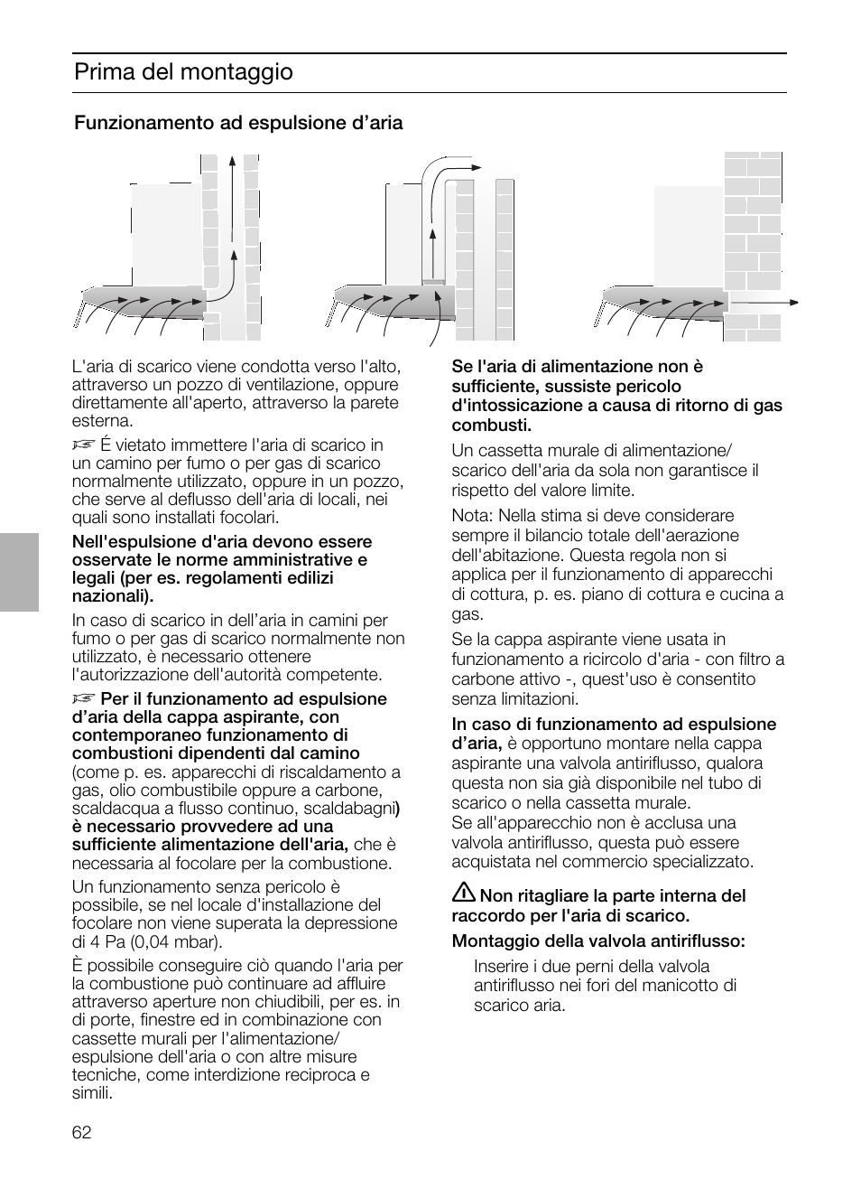 Prima del montaggio | Neff D1654W0 User Manual | Page 62 / 84