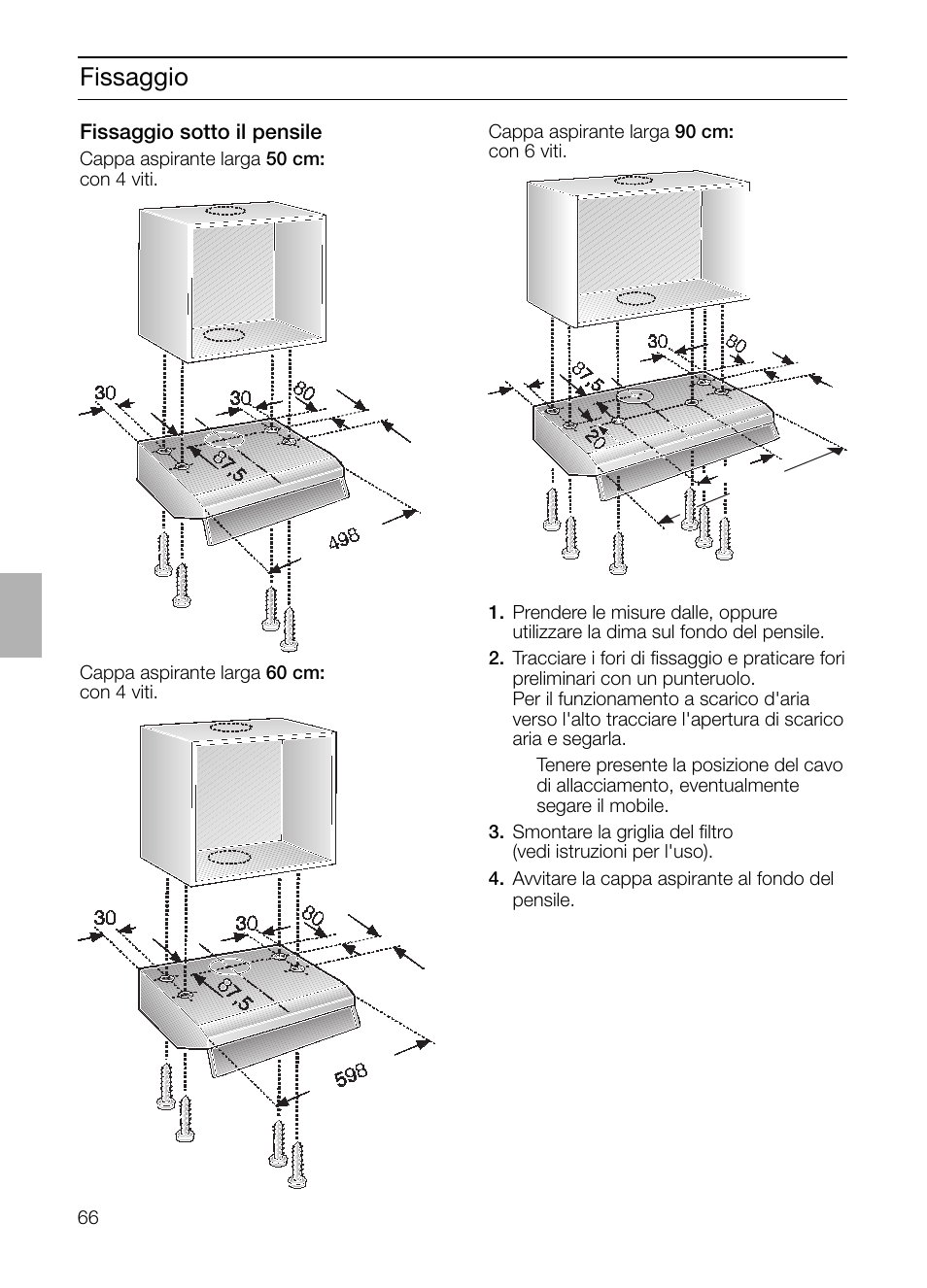 Fissaggio | Neff D1654W0 User Manual | Page 66 / 84