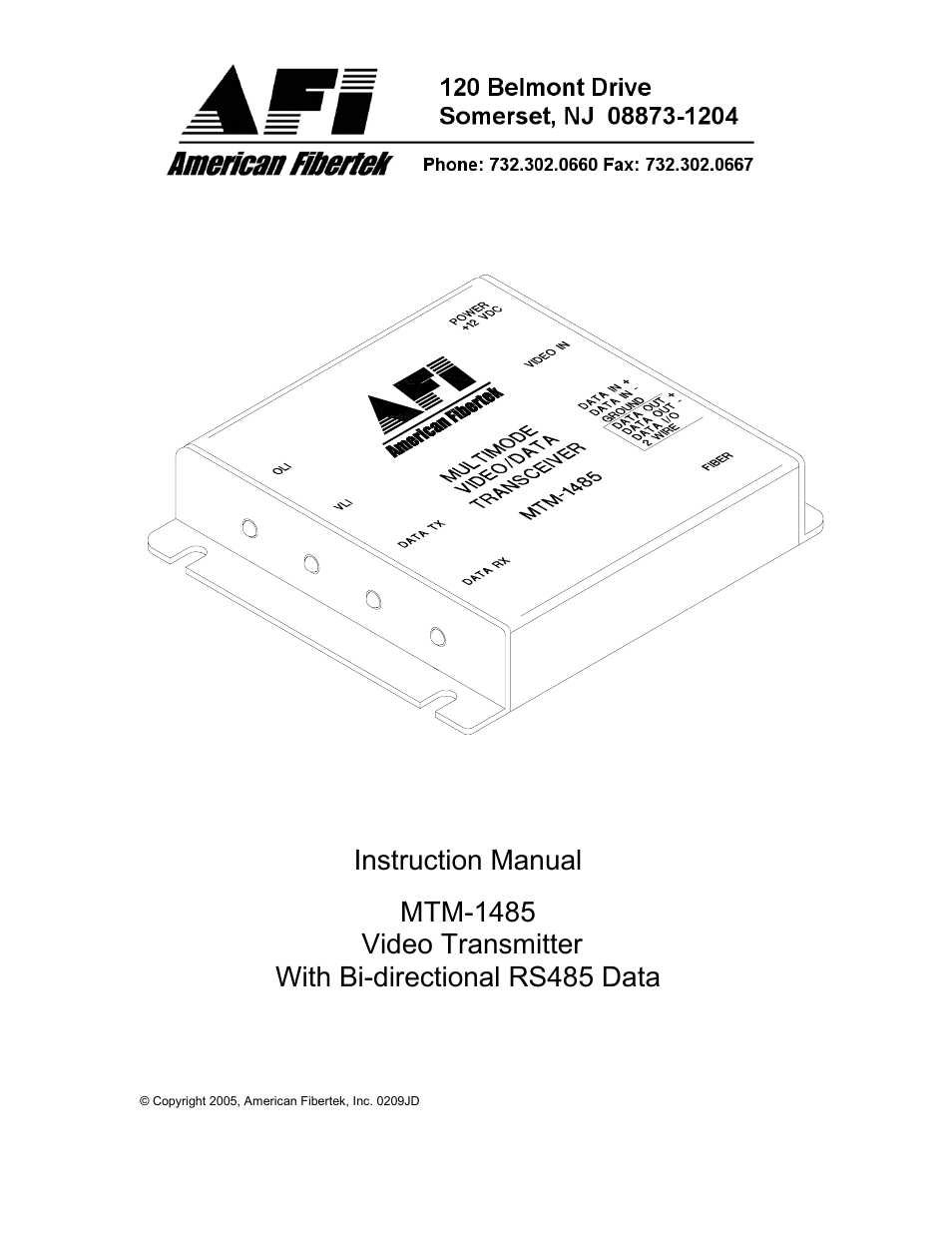 American Fibertek MTM-1485 User Manual | 8 pages