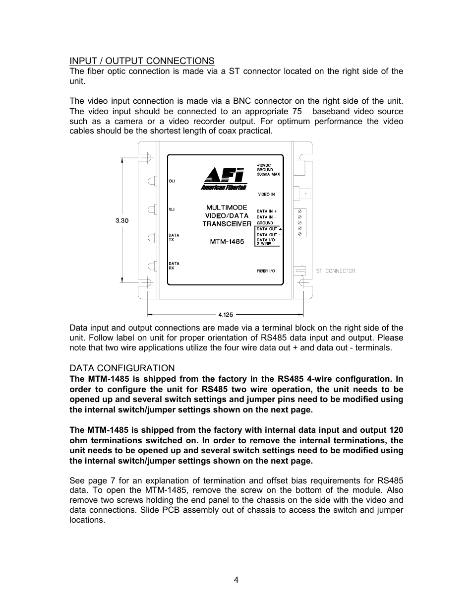 American Fibertek MTM-1485 User Manual | Page 4 / 8