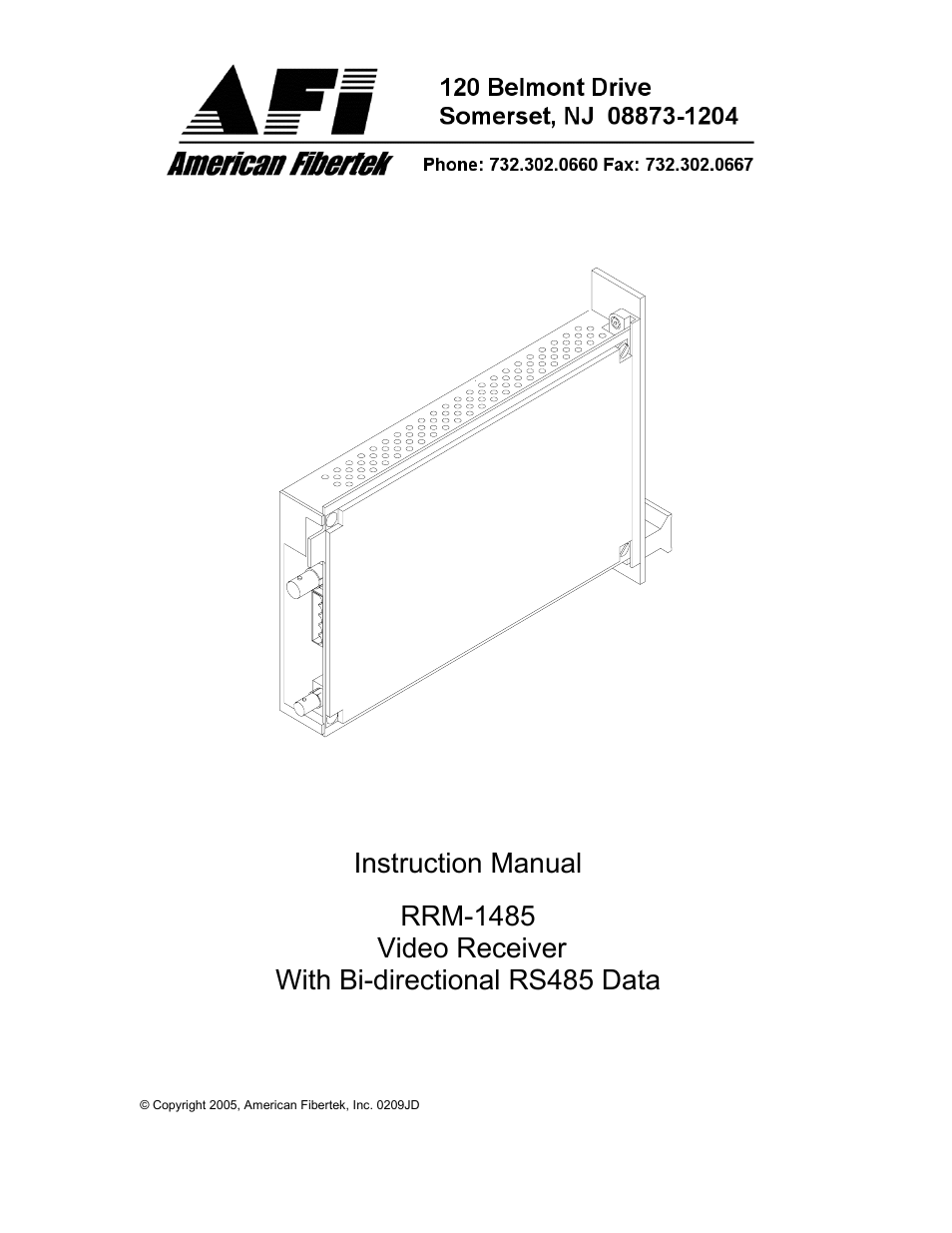 American Fibertek RRM-1485 User Manual | 8 pages