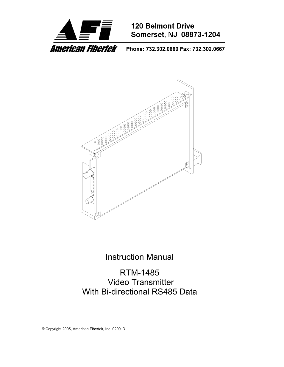 American Fibertek RTM-1485 User Manual | 8 pages