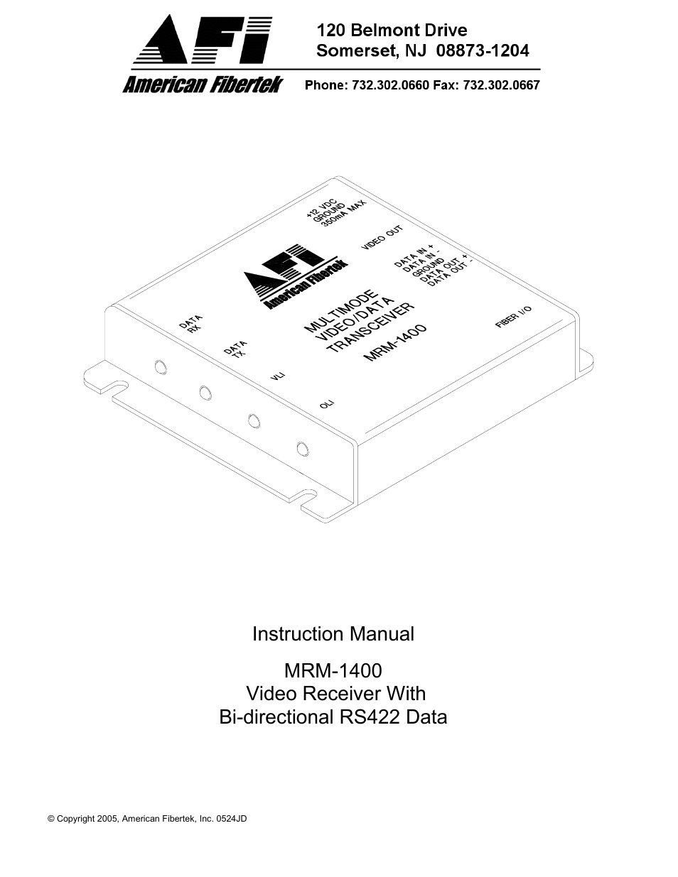 American Fibertek MRM-1400 User Manual | 4 pages
