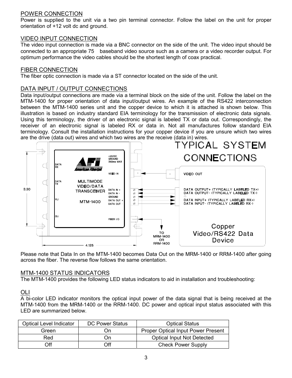 American Fibertek MTM-1400 User Manual | Page 3 / 4