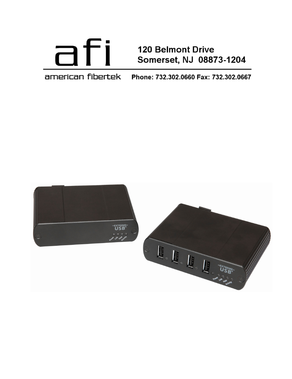 American Fibertek Series USB 2.0 Fiber Optic Extender User Manual | 14 pages