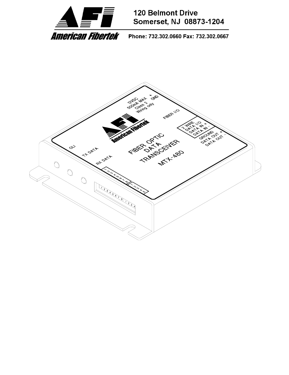 American Fibertek MTX-480 User Manual | 8 pages