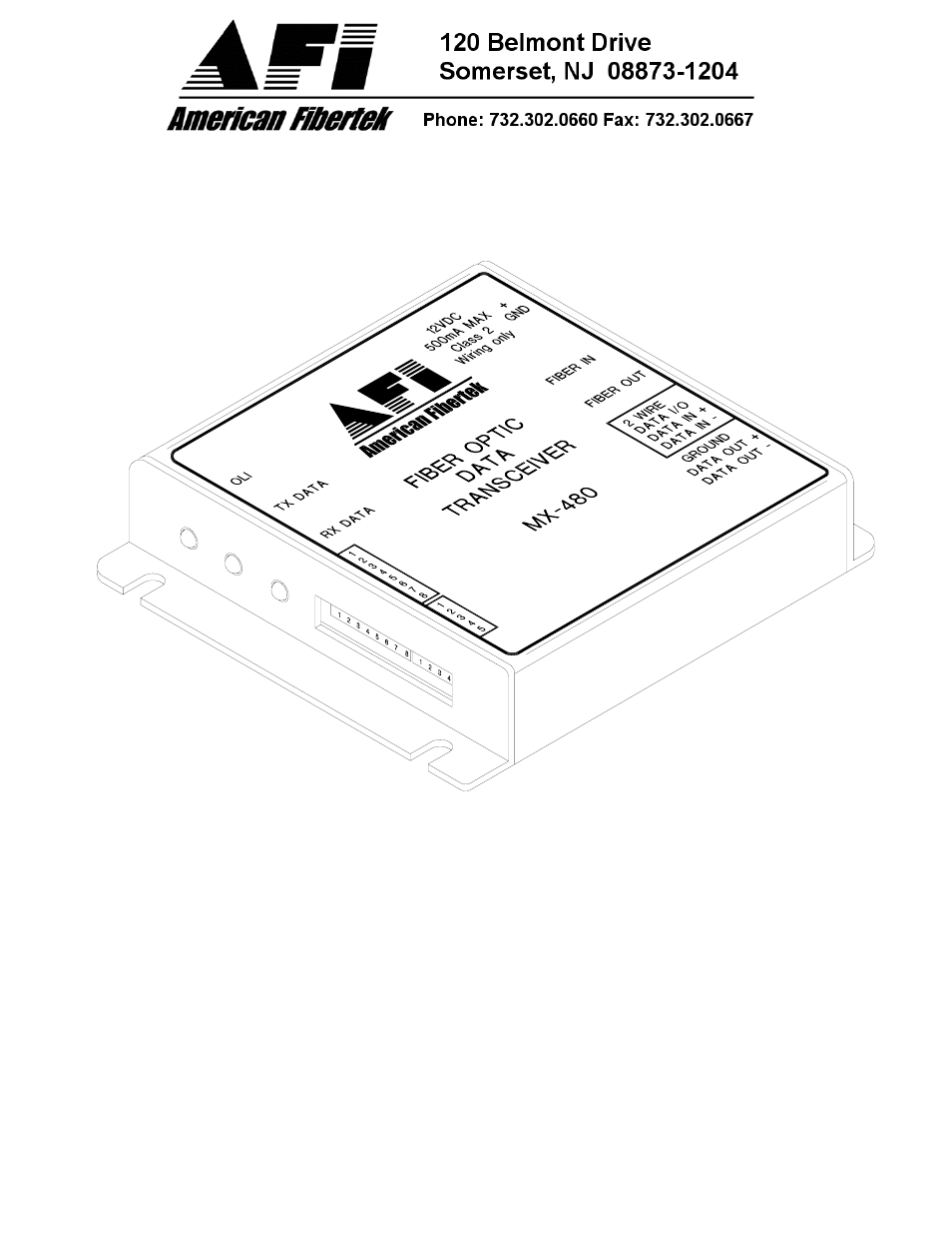 American Fibertek MX-480 User Manual | 8 pages