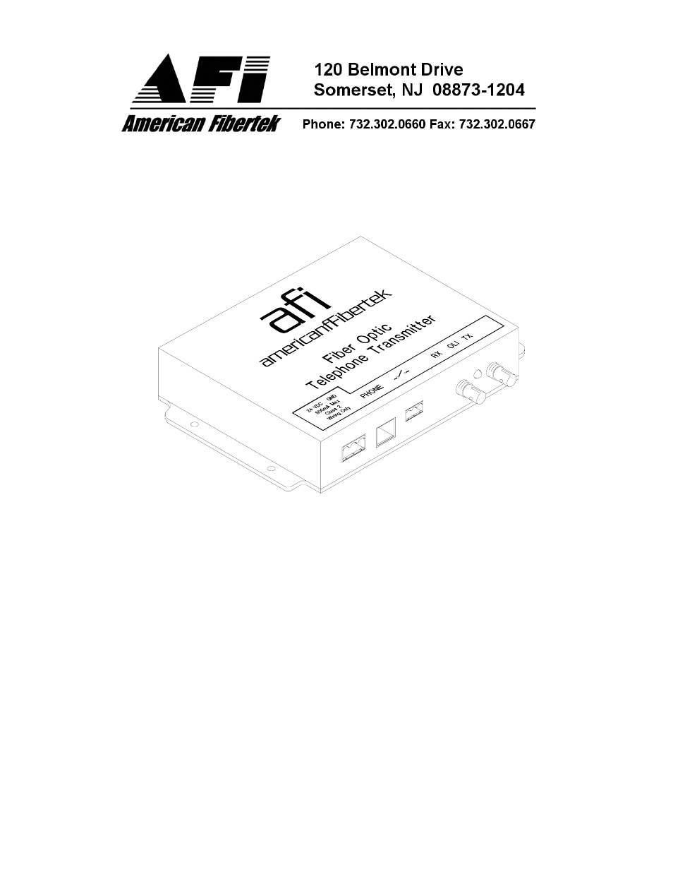 American Fibertek MT-86 User Manual | 4 pages