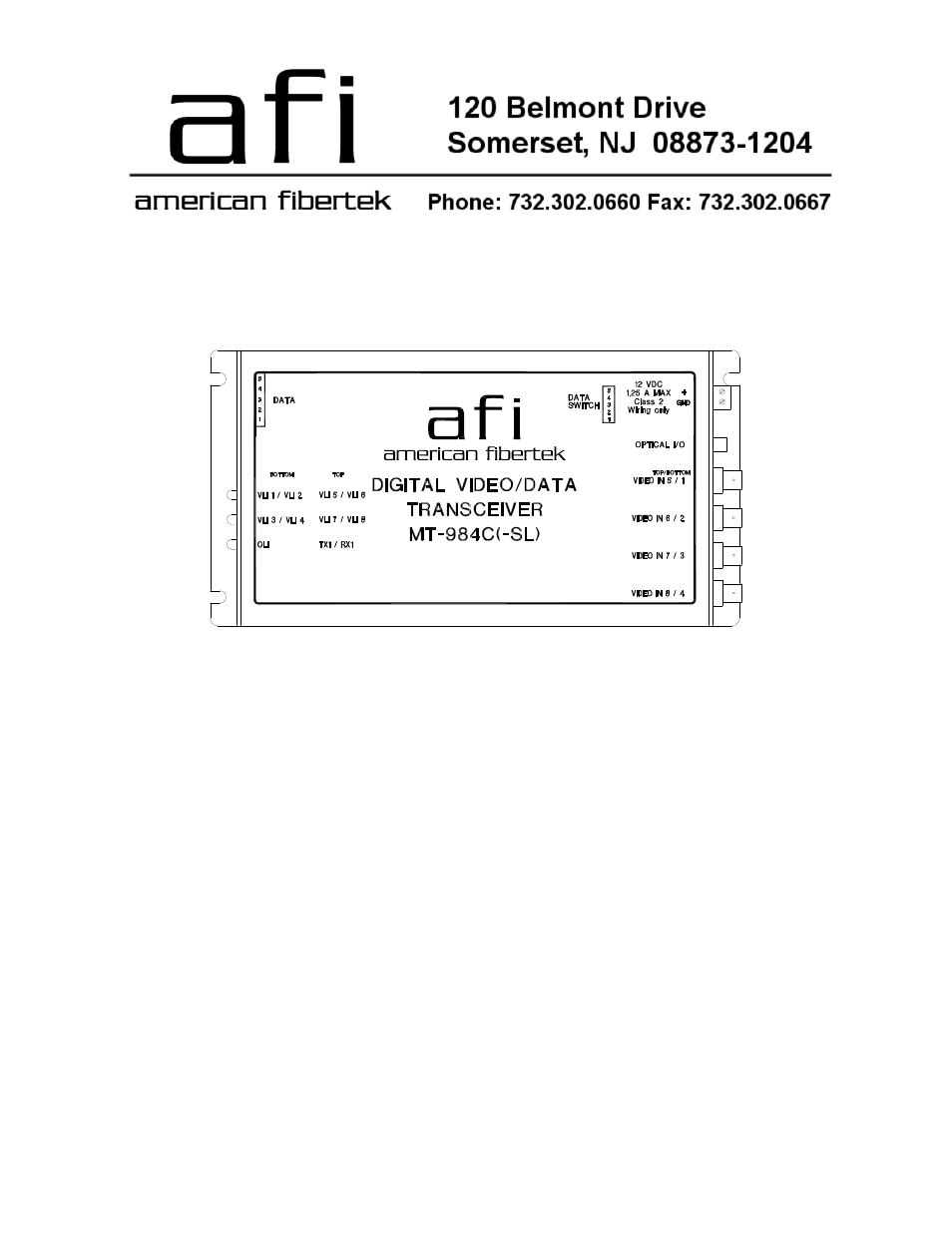 American Fibertek MT-984C-SL User Manual | 6 pages