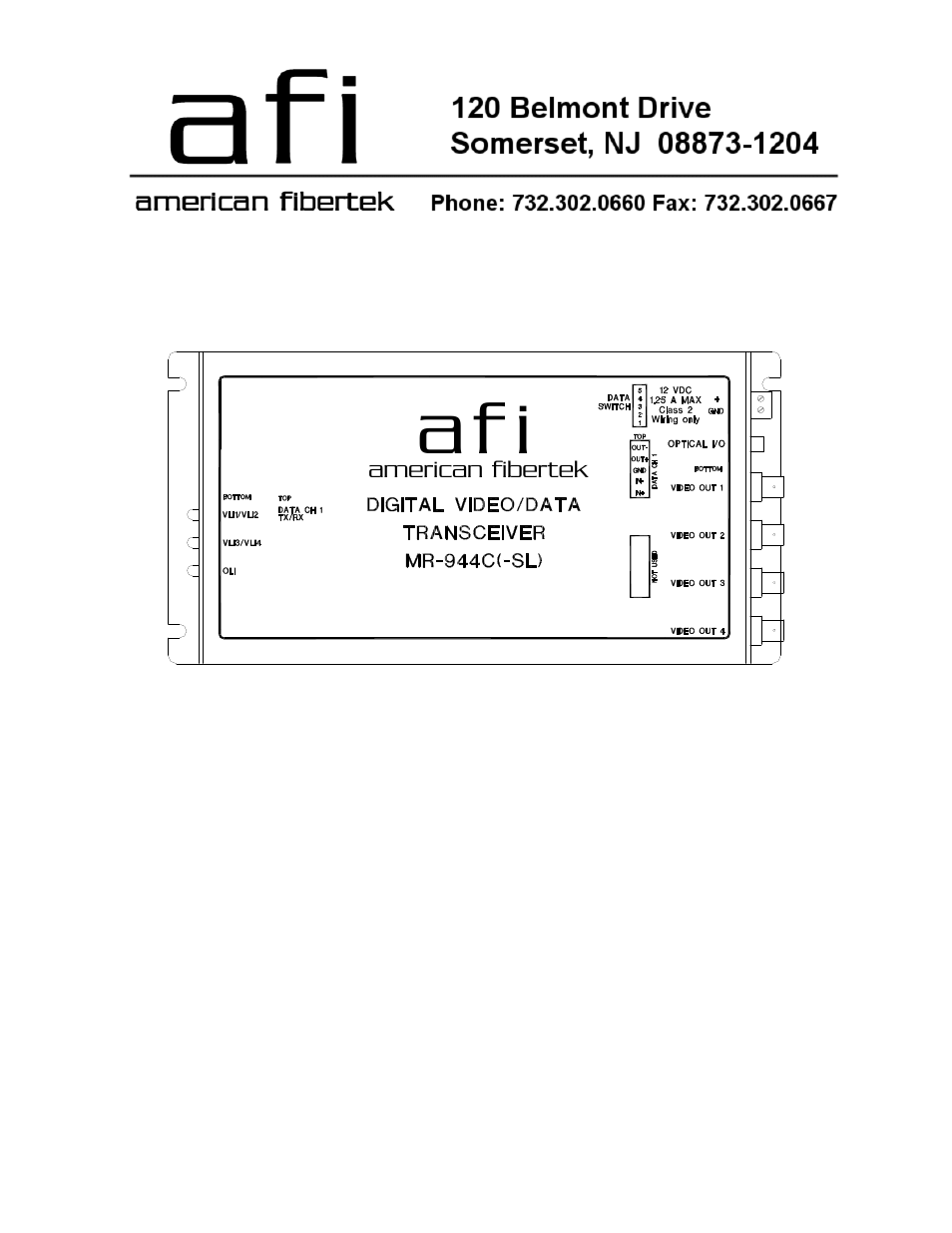 American Fibertek MR-944C User Manual | 8 pages