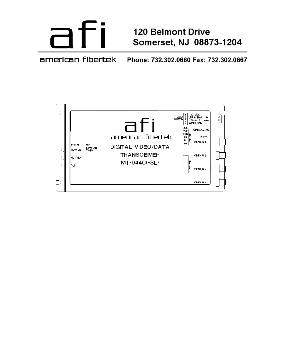American Fibertek MT-944C User Manual | 8 pages