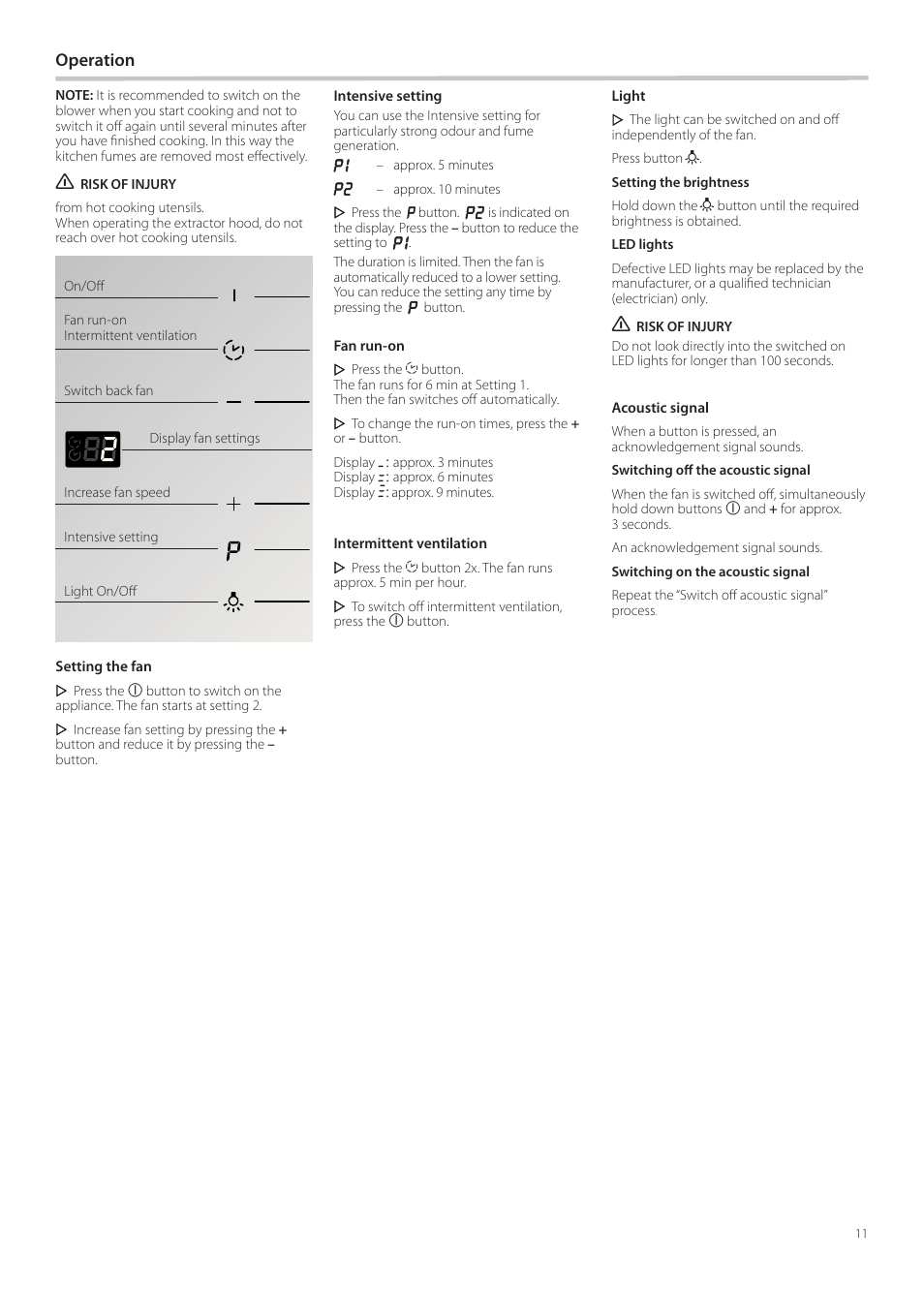 Operation | Neff D99L11N0 User Manual | Page 11 / 52