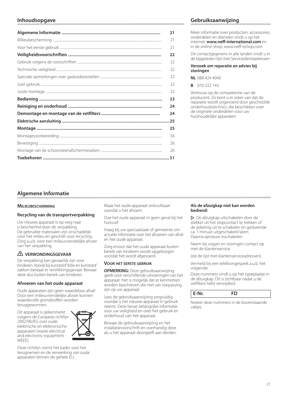 Neff D99L11N0 User Manual | Page 21 / 52