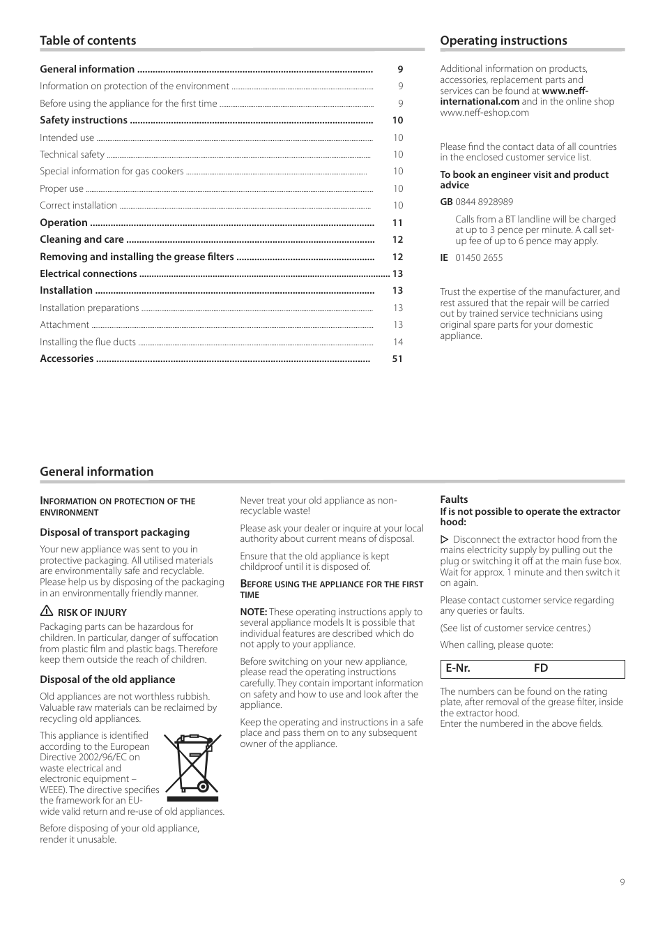 Neff D99L11N0 User Manual | Page 9 / 52