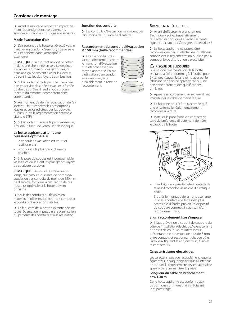 Consignes de montage | Neff D99L10N0 User Manual | Page 21 / 52